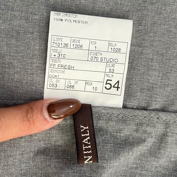 Zerosettanta Studio Men Hooded Tailored Rain Jacket Gray IT 54 US L Quiet Luxury - Picture 5 of 11